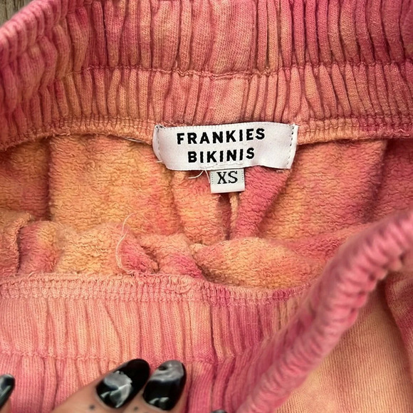 Frankie’s Bikinis Burl Sweatshorts Pink Orange Tie Dye Size Extra Small - Picture 4 of 6